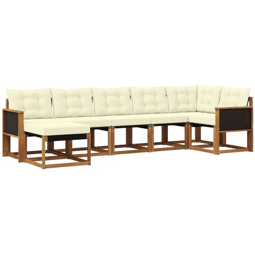 vidaXL Zunanja garnitura za sedenje z blazino 7 pcs Naravna in smetana, (5000273027) Cene