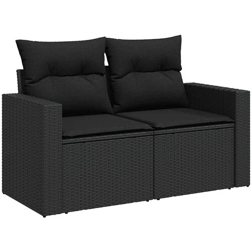  8-dijelni set vrtnih sofa od poliratana s jastucima crni Slike