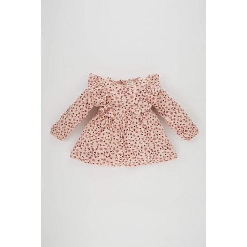 Defacto Regular Fit Flower Long Sleeve Knitted Dress Slike
