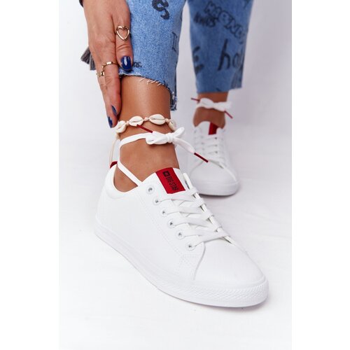 Big Star Women's Leather Sneakers With A Ribbon Cene