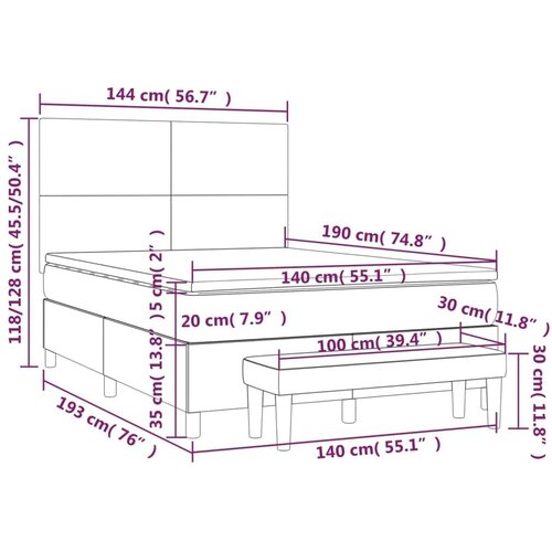  Boxspring - Krevet s oprugama i madracem ružičasti 140x190 cm bar&amp;scaron;unasti - Ružičasta 140 x 190 cm Gladak dizajn Slike