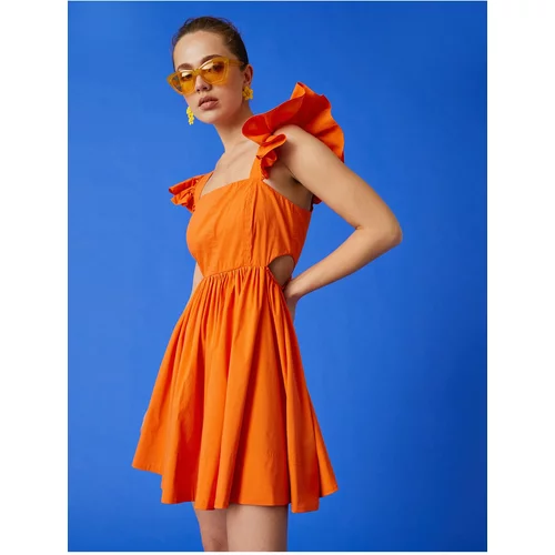 Koton Frilled Straps Mini Dress with Window Detail Cotton