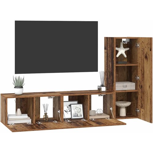  Set TV komoda 3 kom. Staro drvo Konstruirano drvo Smeđa 60 x 30 x 30 cm Slike