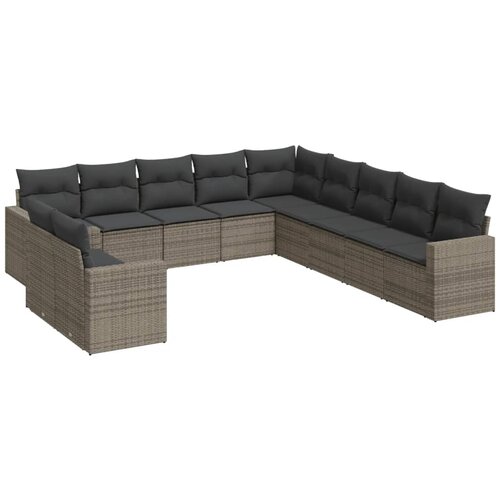  11-dijelni set vrtnih sofa od poliratana s jastucima sivi Slike