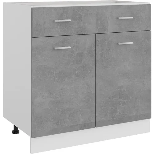 vidaXL Spodnja omarica s predalom betonsko siva 80x46x81,5 cm
