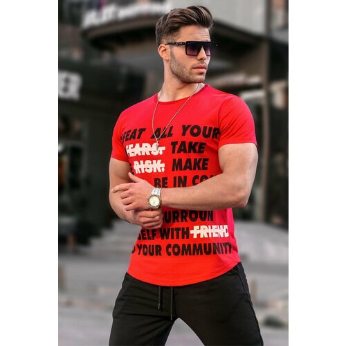 Madmext Text Detailed Red T-Shirt 3096 Cene