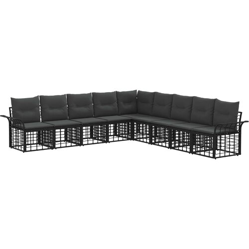  Set vanjskih sofa 9 pcs Crna i tamno siva Poliester Cijene