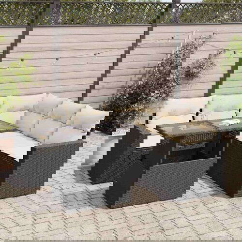 vidaXL 6-dijelni set vrtnih sofa s jastucima crni od poliratana Cijene