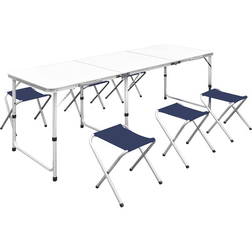  Sklopivi set stola za kampiranje i 6 stolaca podesiva visina 180x60 cm Cene