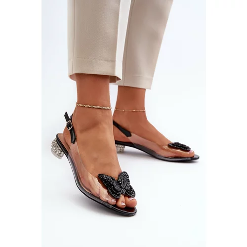 Kesi Transparent low-heeled sandals with butterfly black D&A
