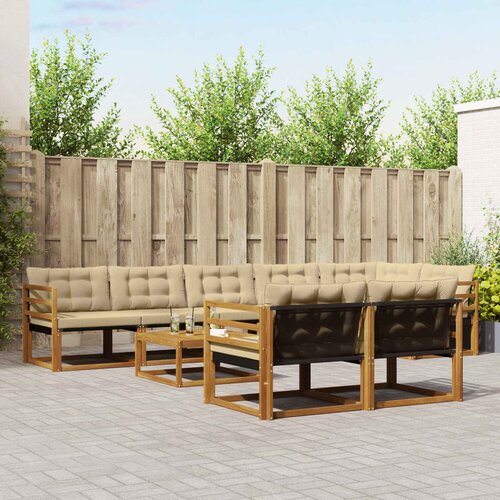  Set vanjskih sofa 9 kom. Prirodna i bež Slike
