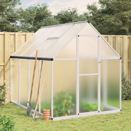vidaXL Rastlinjak z okvirjem srebrn 224x169x195 cm aluminij Cene