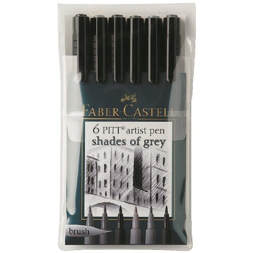 Faber-Castell flomasteri Art Pen PITT - set 6 nijansi sive Slike
