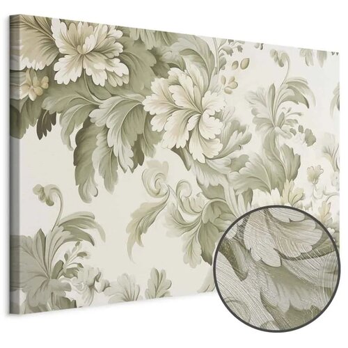  Slika - Retro Vintage Flowers in Delicate Cream and Green Colors 90x60 Premium Print Cijene