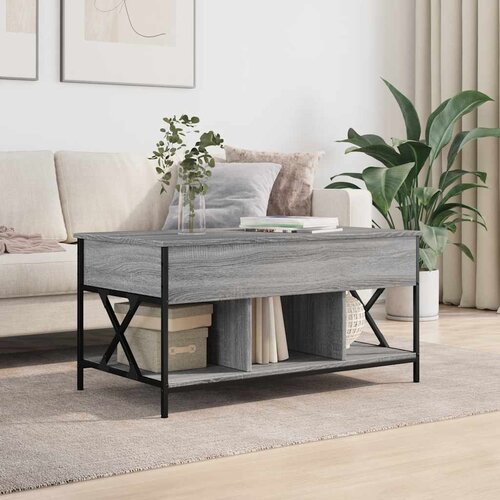  Stolić za kavu siva boja hrasta 100x55x50 cm od drva i metala Slike