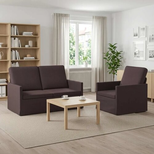  Set sofe 2 pcs Tamno smeđa Tkanina - Tamno smeđa 1-sjedalo + 2-sjedalo (120 cm) Cene