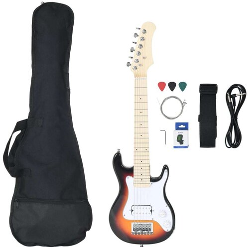 vidaXL Električna gitara za djecu s torbom smeđe-bijele 3/4 30 Cijene