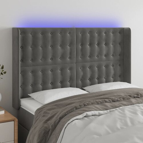 The Living Store led posteljno vzglavje temno sivo 147x16x118/128 cm žamet - led vzglavje, (21438197) Slike