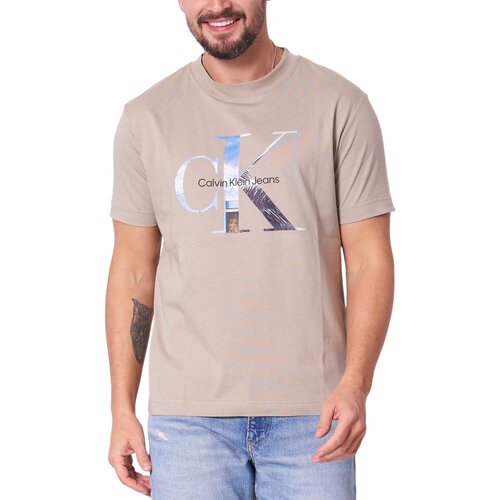 Calvin Klein Jeans Polo majice dolgi rokavi PHOTO MONOGRAM TEE J30J327483 Bež Slike