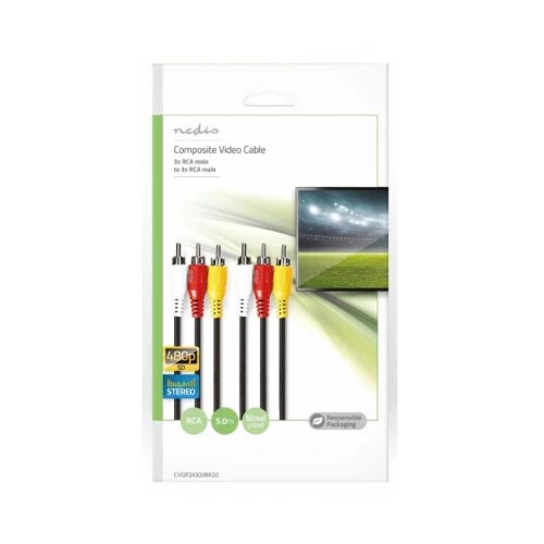 Nedis CVGP24300BK50 Kabl 3xRCA muski - 3xRCA muski 5m Cene