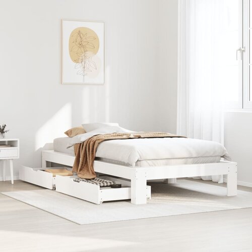 VidaXL Okvir kreveta bez madraca bijeli 100x200 cm konstruirano drvo Slike