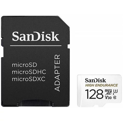 Sandisk Spominska kartica High Endurance video Micro SDXC C10 U3, 100 MB/s, 128 GB + SD Adapter