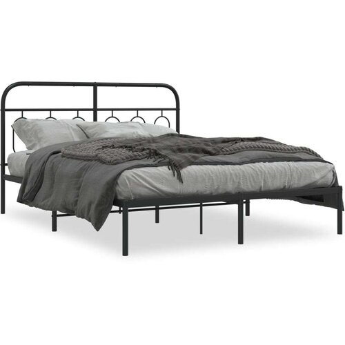 Metalni okvir za krevet s uzglavljem crni 135x190 cm Cijene