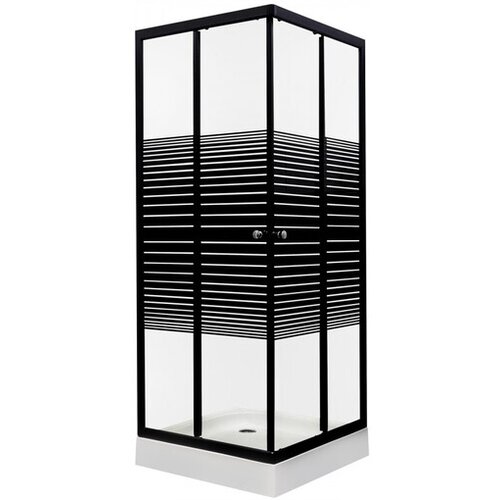 Kerra kvadratna tu&amp;scaron; kabina Pico Black 80, prozorno steklo z Slike