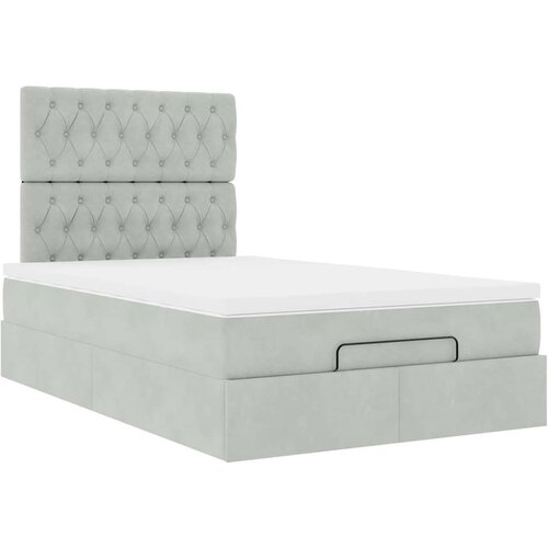 VidaXL okvir za krevet s madracima svjetlosivi 120x190 cm bar&amp;scaron;unasti Slike