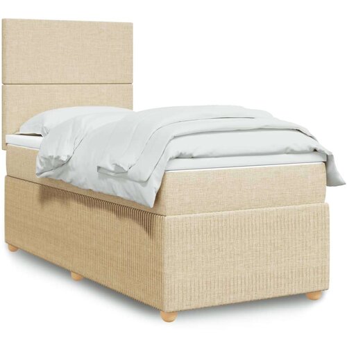 vidaXL Krevet s oprugama i madracem krem 90 x 200 cm od tkanine Cijene