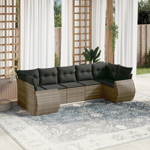 VidaXL 7-dijelni set vrtnih sofa sivi od poliratana Slike