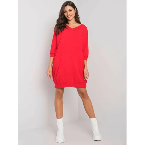 Fashion Hunters Red simple cotton dress
