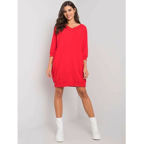 Fashion Hunters red plain cotton dress Slike