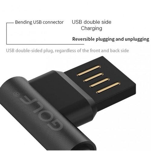  Mikro usb kabl 1m 90&deg; GOLF GC-48m crni Cene
