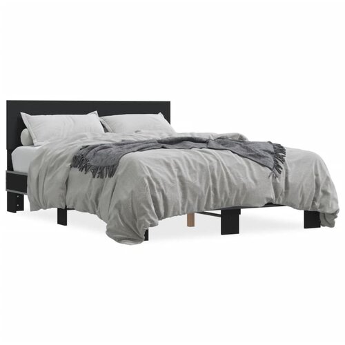  Okvir kreveta crni 120 x 200 cm od konstruiranog drvo i metal Slike