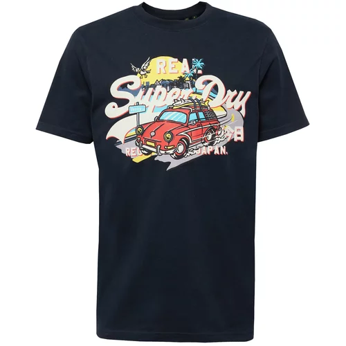 Superdry Majica mornarsko plava / svijetloplava / žuta / crvena