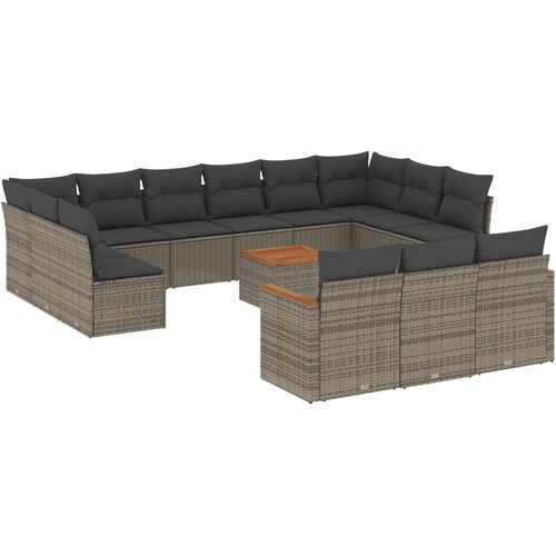  14-dijelni set vrtnih sofa od poliratana s jastucima sivi Slike