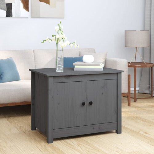 vidaXL Klubska mizica siva 71x49x55 cm trdna borovina Cene