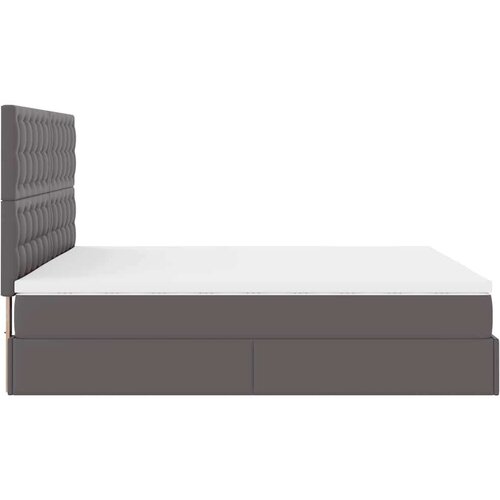 VidaXL Otomanski okvir kreveta s madracem sivi 180x200cm umjetna koža Slike