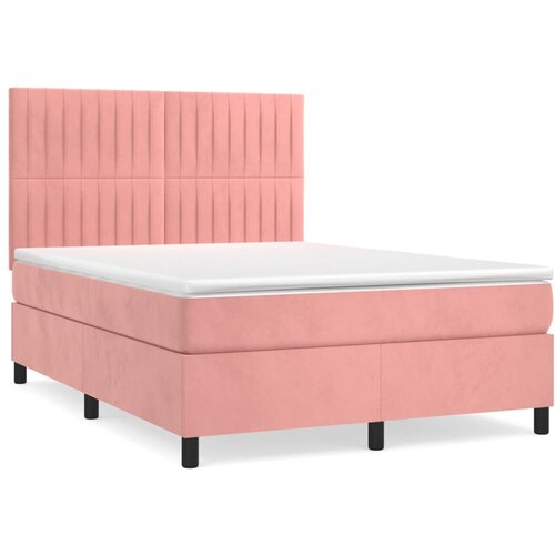 VidaXL Box spring postelja z vzmetnico roza 140x190 cm žamet, (20893881) Slike