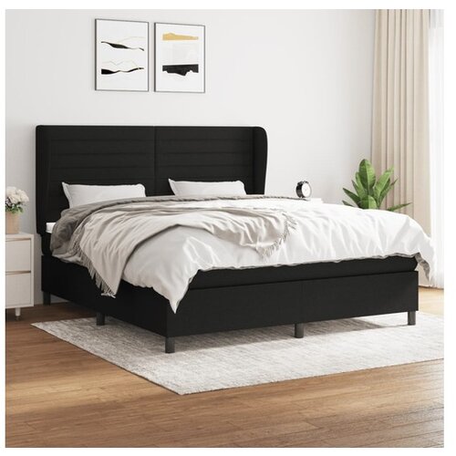 VidaXL Krevet s oprugama i madracem crni 180x200 cm od tkanine Slike
