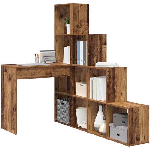  Kutni stol s policom Staro drvo 101,5 x 149,5 x 149,5 cm Slike
