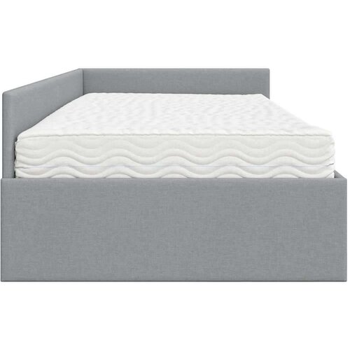  Kutni krevetni okvir s madracem 2 pcs Svijetlo siva tkanina Slike