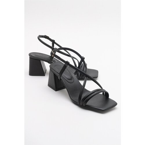 LuviShoes Daisy Black Skin Women's Heeled Shoes Slike