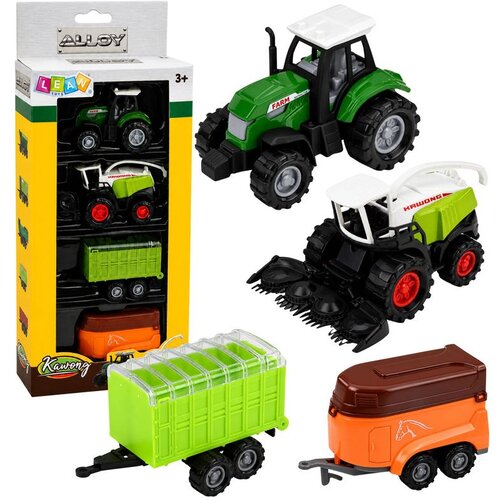 Lean Toys set poljoprivrednih vozila 4 u 1 &amp;ndash; traktor, silažni kombajn i prikolice 1:68 Slike