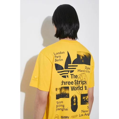 Adidas Pamučna majica za muškarce, boja: žuta, s tiskom, IS0183
