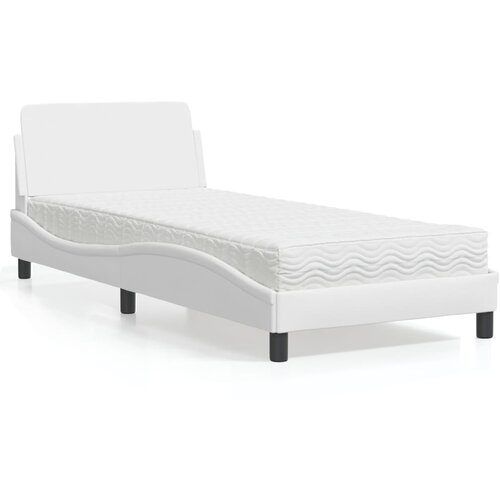 VidaXL Postelja z vzmetnico bela 80x200 cm umetno usnje Slike