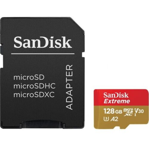 San Disk spominska kartica microsdxc 128GB extreme, 190 / 90MB / s, A2, uhs-i, V30, U3, C10 Cene
