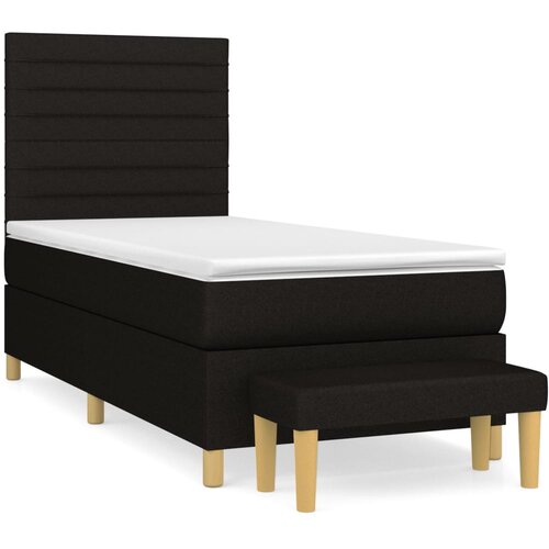  Box spring postelja z vzmetnico črna 90x200 cm blago Cene
