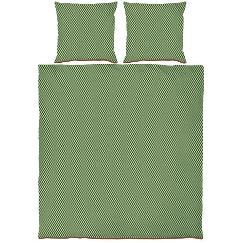 Mette Ditmer Denmark Zelena/smeđa posteljina za bračni krevet/za produženi krevet od pamučnog satena 200x220 cm Mini &amp;ndash; Slike